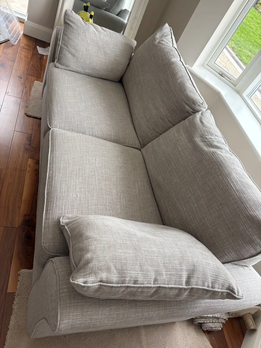 Next Light Grey Material Three Seater Couch - Image 2