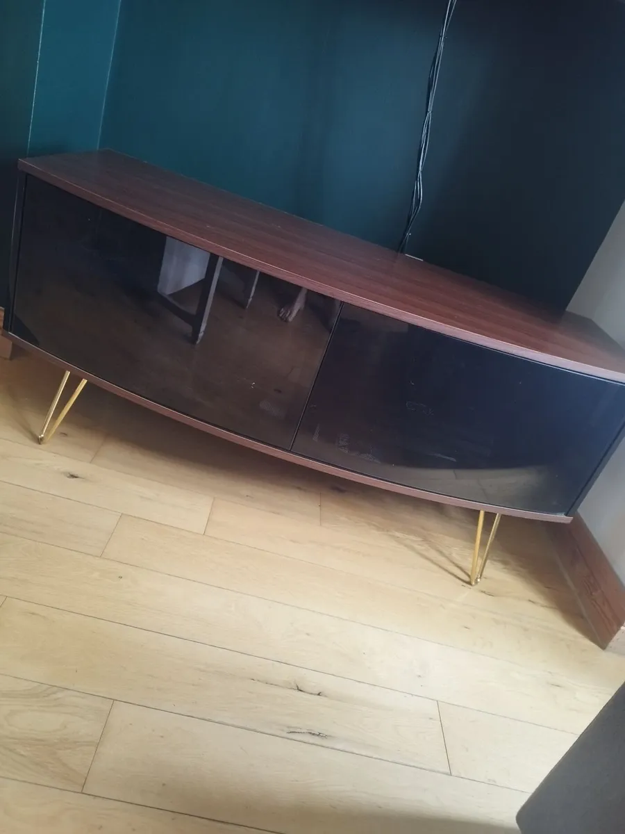 Tv unit with smoked glass and storage - Image 2