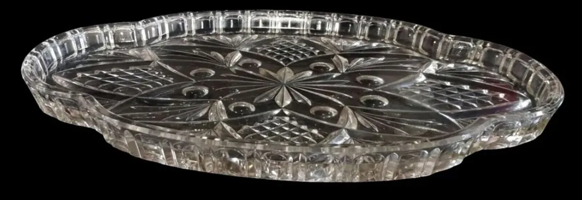 Vintage Cut Glass Serving Platter / Vanity Tray - Image 1