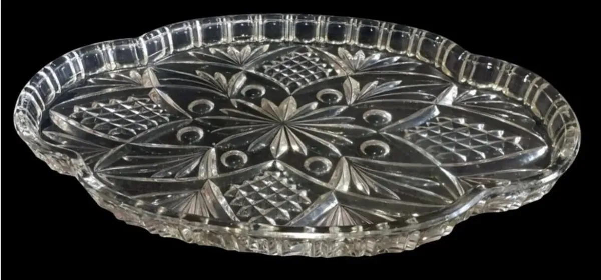Vintage Cut Glass Serving Platter / Vanity Tray - Image 4