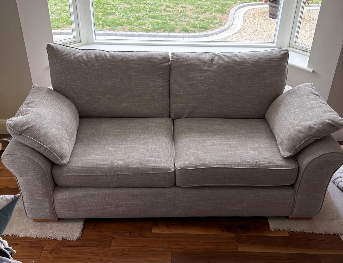 Next Light Grey Material Three Seater Couch - Image 1