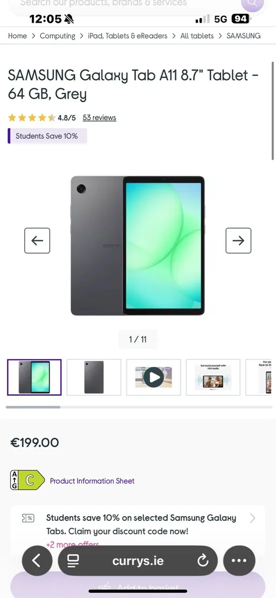 BRAND NEW SEALED SAMSUNG GALAXY TAB A11 64GB! - Image 1