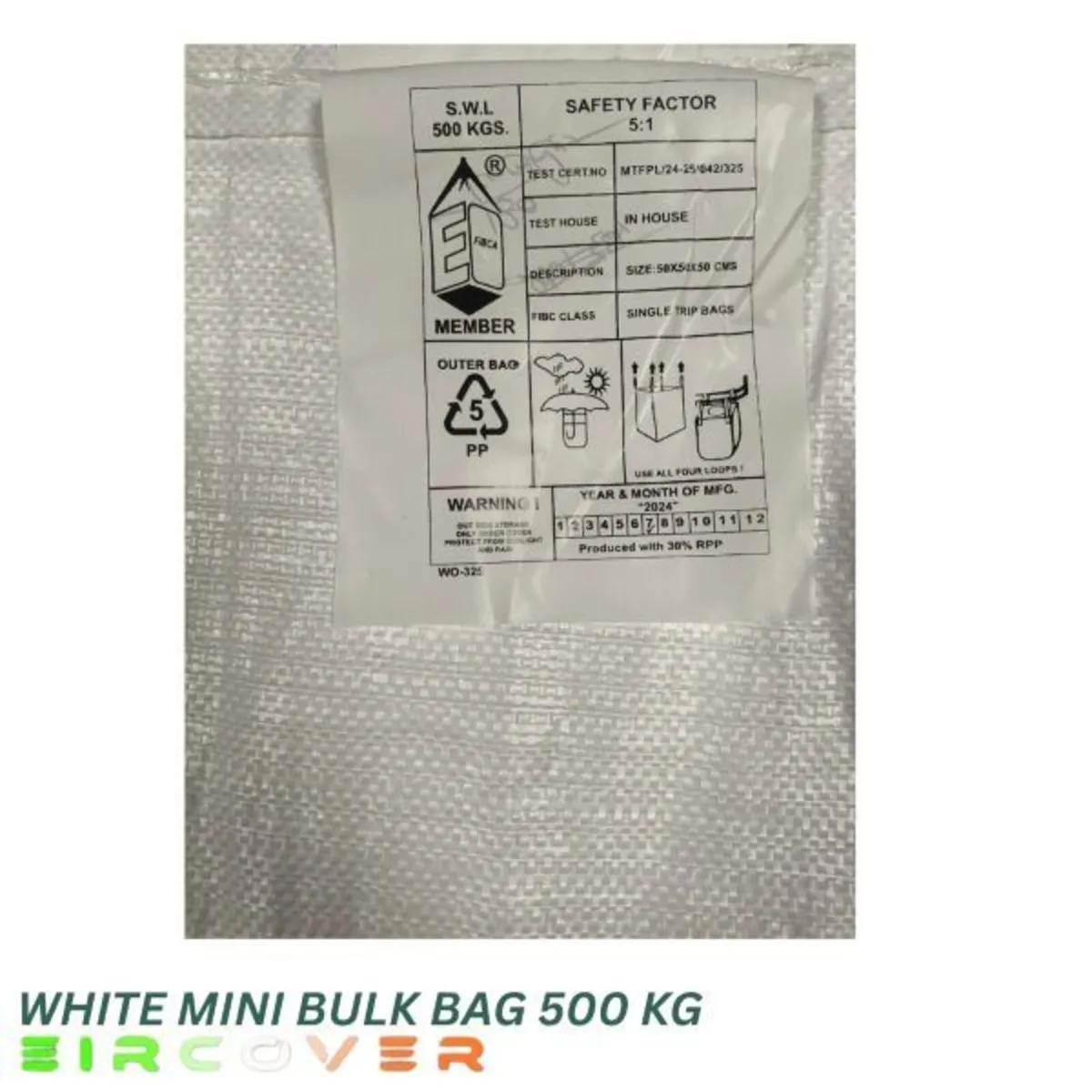 Mini Bulk bag white 50cm x 50cm x 50cm single trip - Image 2