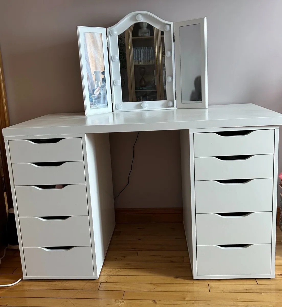 IKEA ALEX Vanity Table with Hollywood Mirror - Image 2
