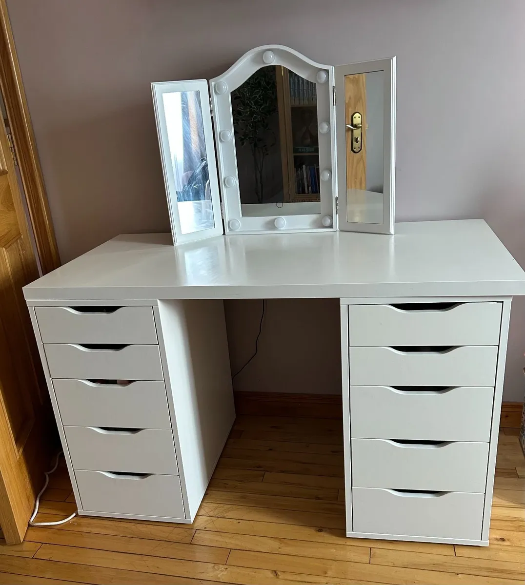 IKEA ALEX Vanity Table with Hollywood Mirror - Image 1