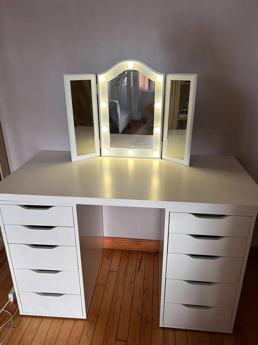IKEA ALEX Vanity Table with Hollywood Mirror - Image 4