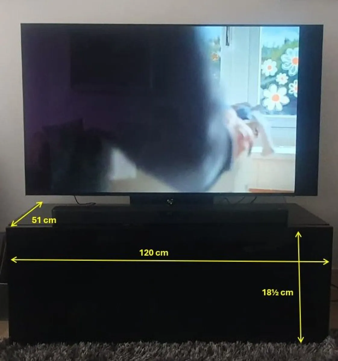 🖤 Solid Wood in Black TV Unit with Storage 🖤 - Image 1