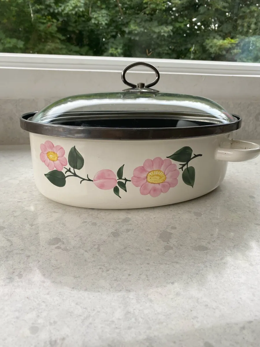 Vintage Wild Rose oval roasting dish - Image 3