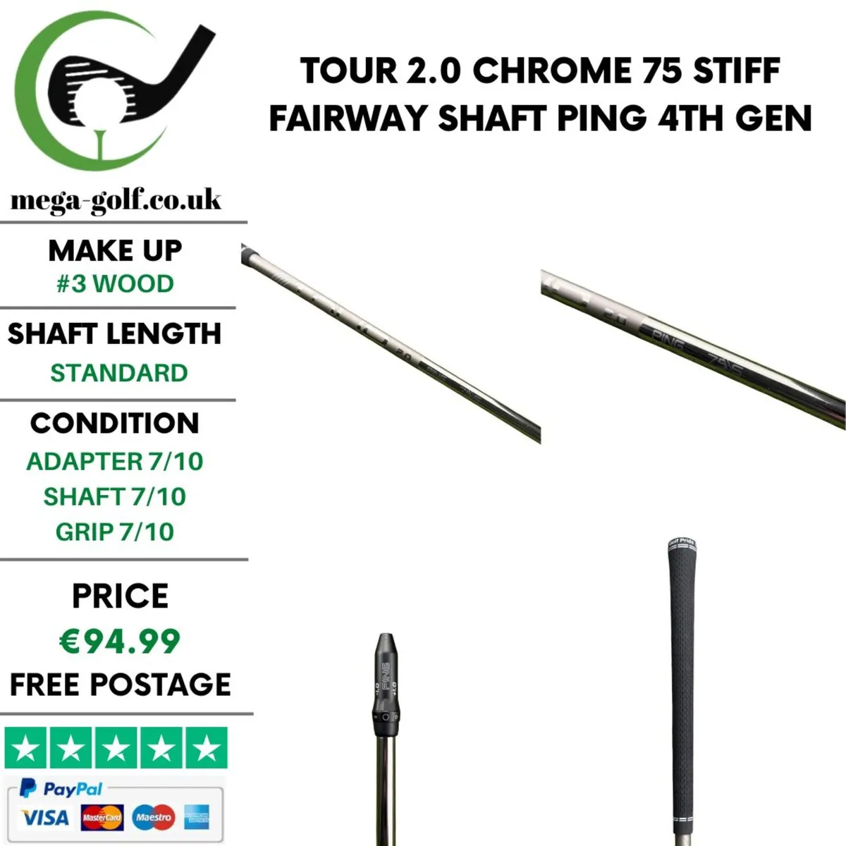 Tour 2.0 Chrome 75 Stiff #3 Wood Shaft / Ping - Image 1