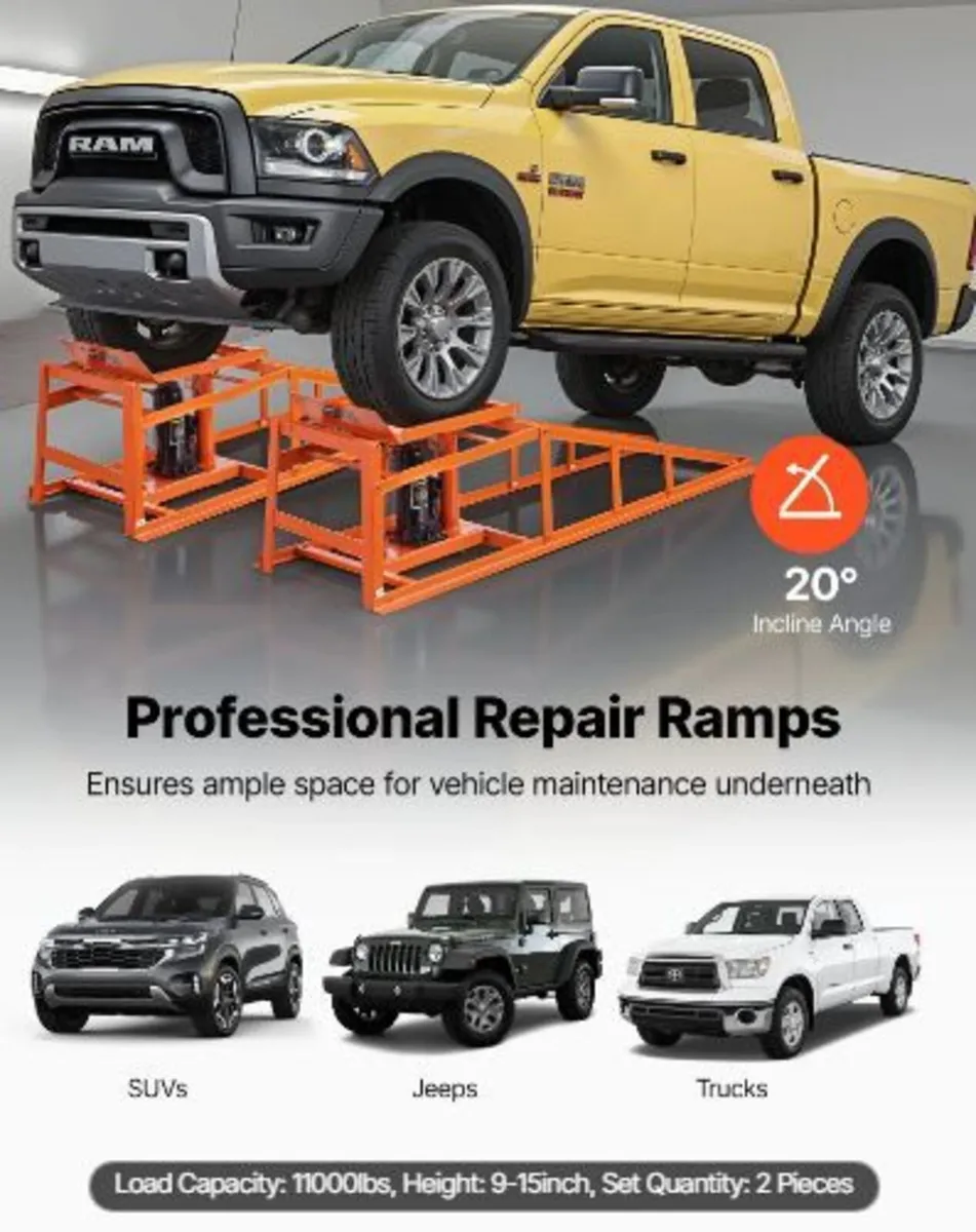 Hydraulic Car Ramps, 2 PCS 5T 11000 lbs - Image 2