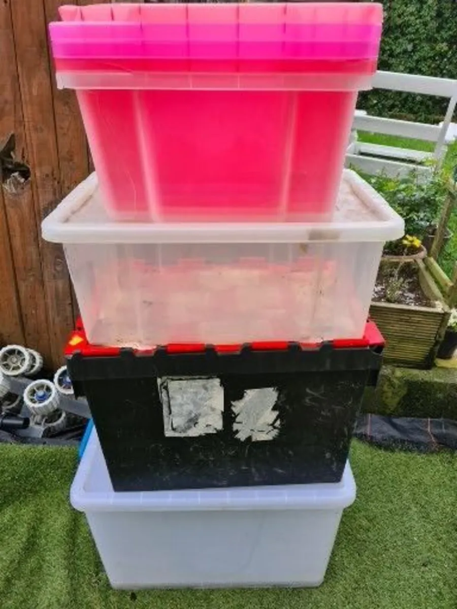 Collection of 4 x large plastic storage boxes - Image 1