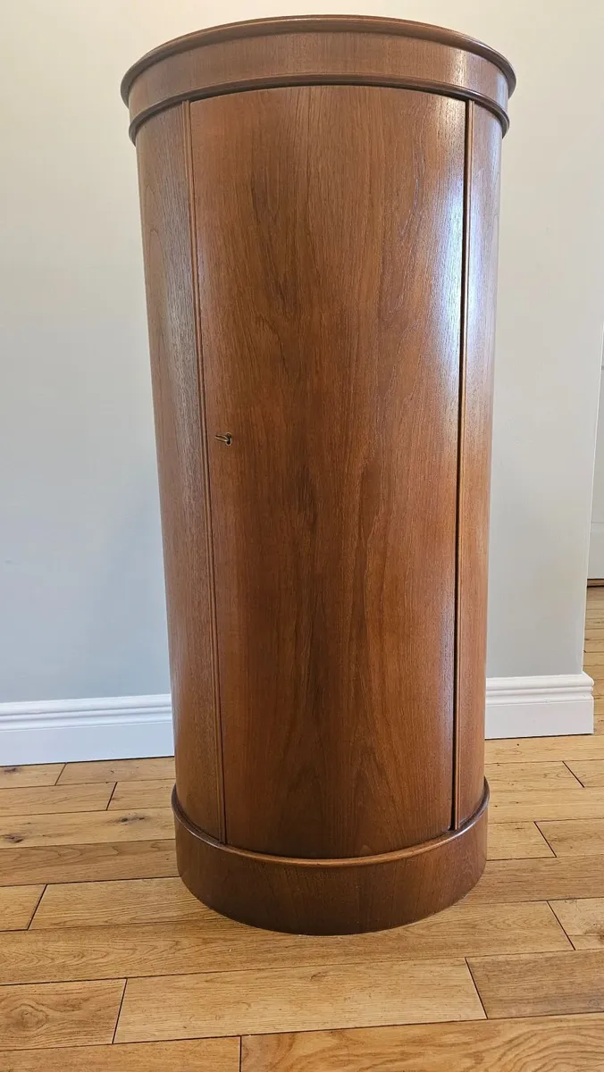 Danish Mid-Century Teak Oval Pedestal Cabinet - Image 2