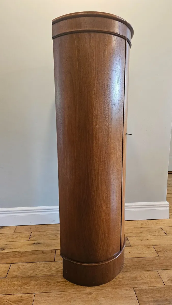 Danish Mid-Century Teak Oval Pedestal Cabinet - Image 4