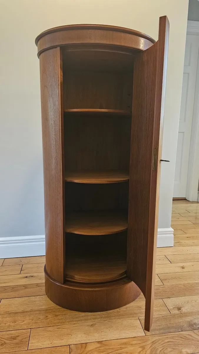 Danish Mid-Century Teak Oval Pedestal Cabinet - Image 3