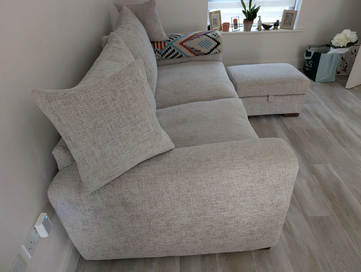Aurora Sofa and Footstool with Walnut feet - Image 2