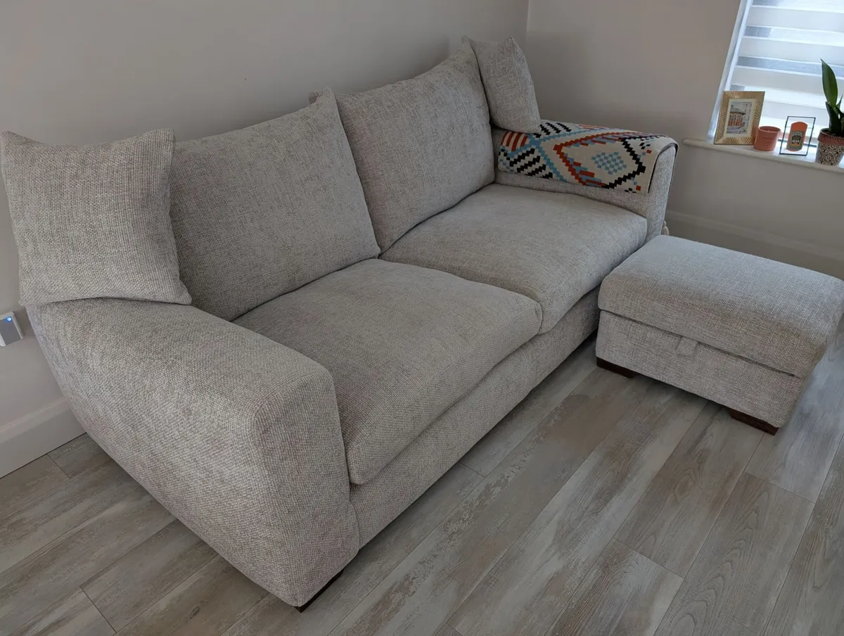 Aurora Sofa and Footstool with Walnut feet - Image 3
