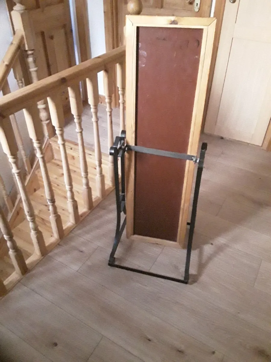Old retro freestandy mirror wrougt  iron base - Image 2