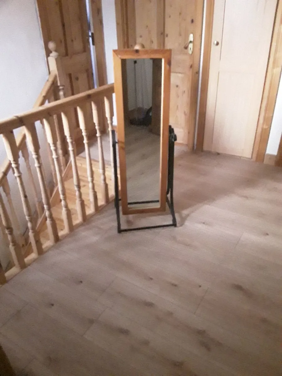 Old retro freestandy mirror wrougt  iron base - Image 1