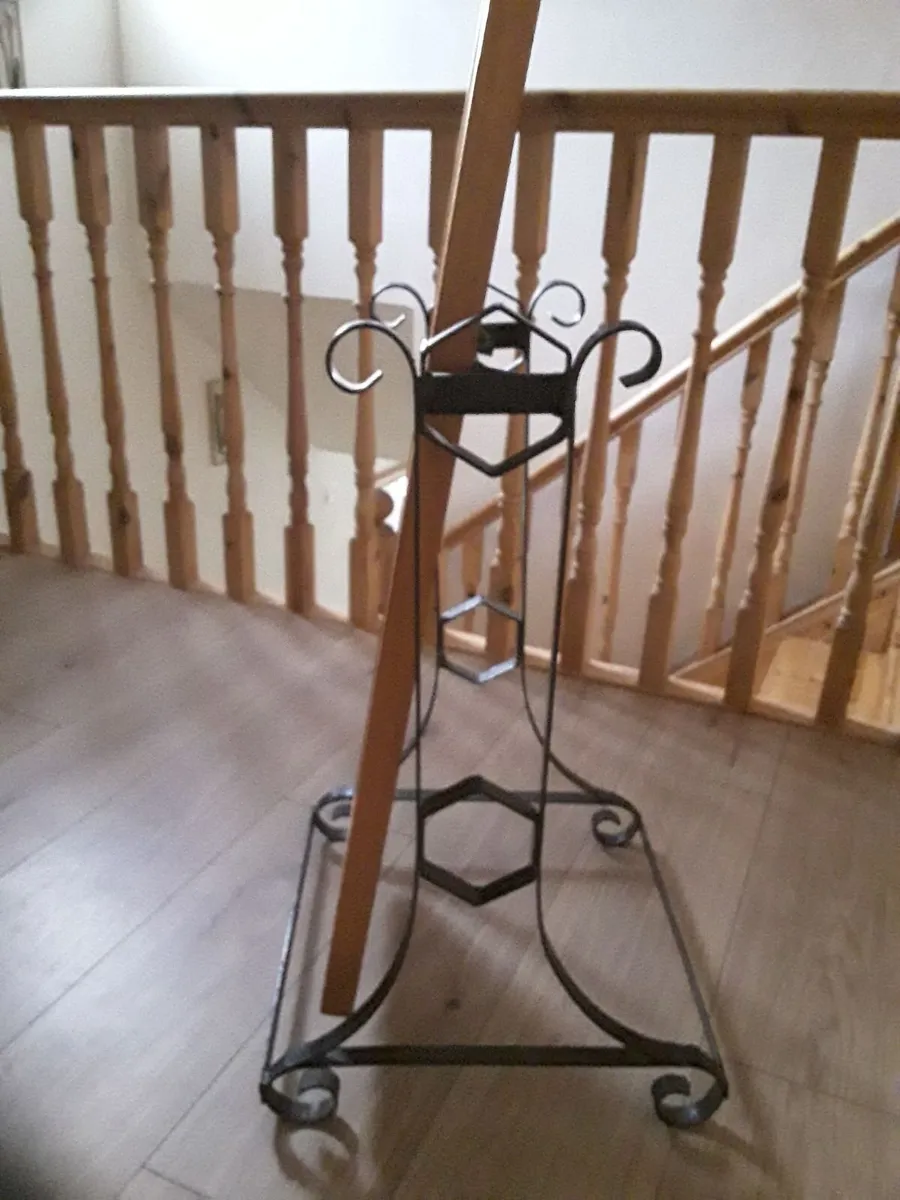 Old retro freestandy mirror wrougt  iron base - Image 3