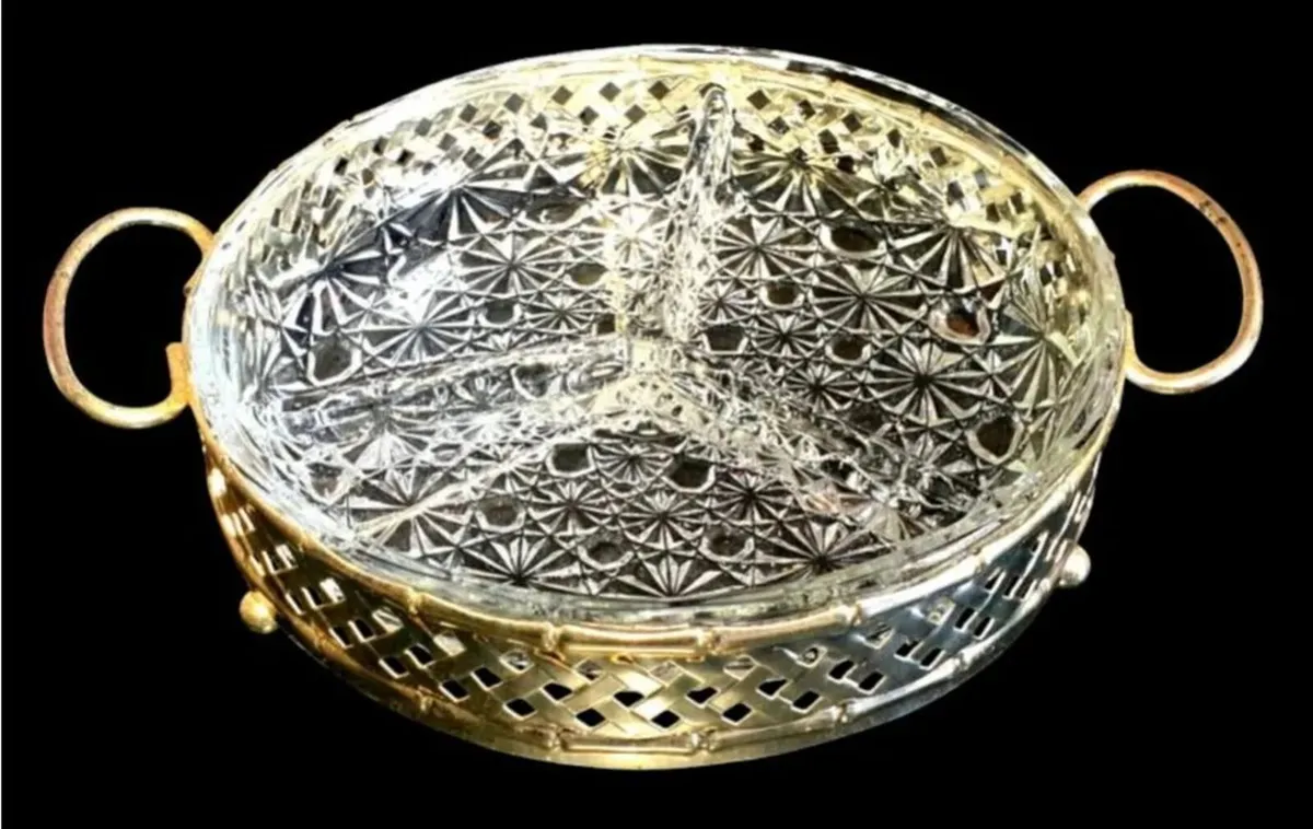 Vintage Phoenicia Crystal Relish Dish & Stand - Image 3