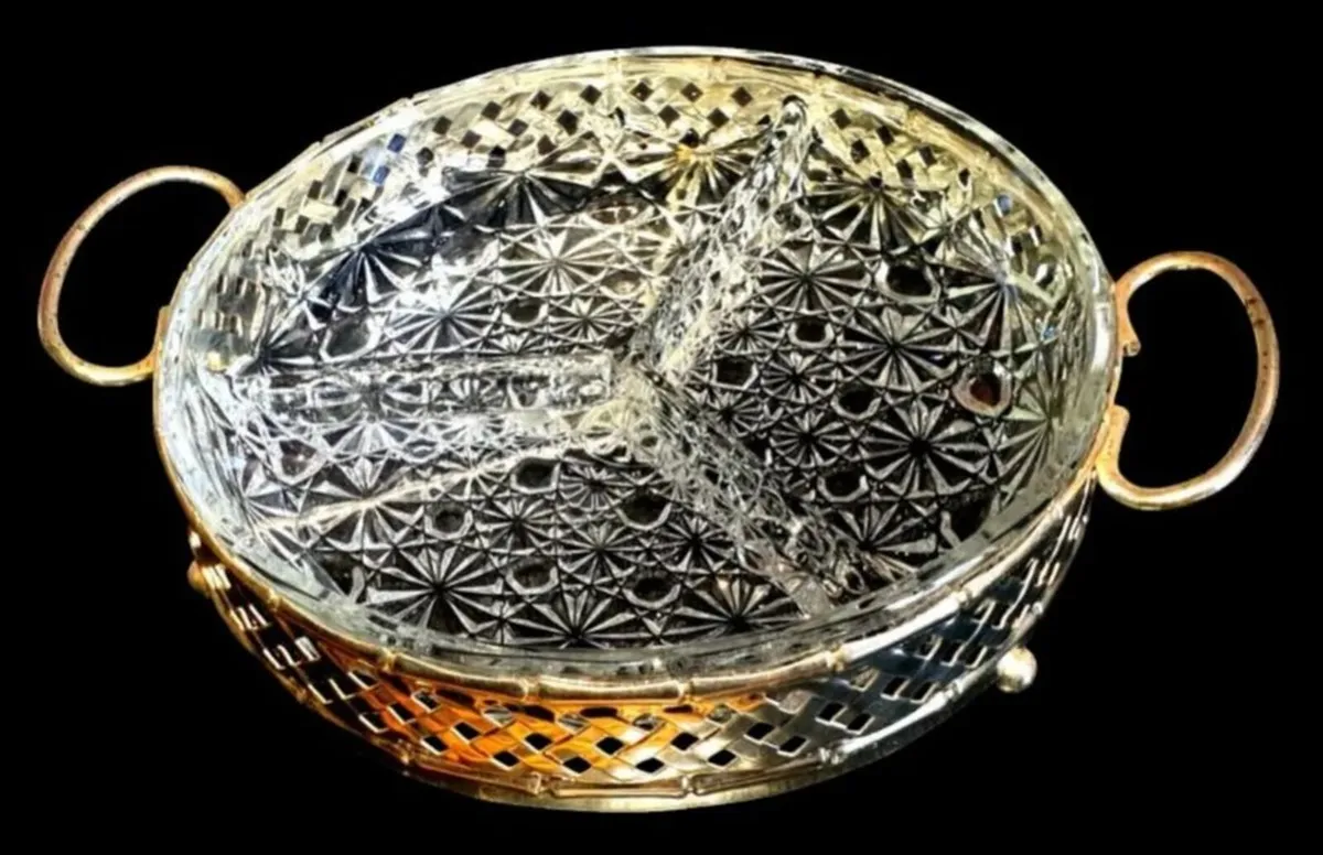 Vintage Phoenicia Crystal Relish Dish & Stand - Image 2