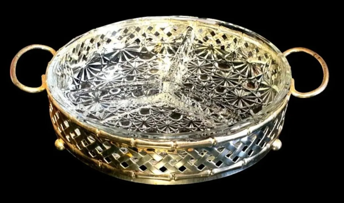 Vintage Phoenicia Crystal Relish Dish & Stand - Image 1