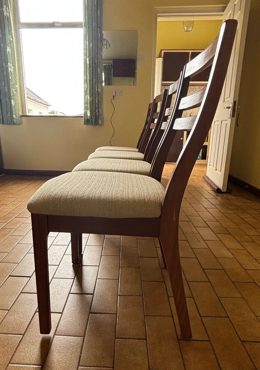 4 Vintage Teak Dining Chairs - Image 3