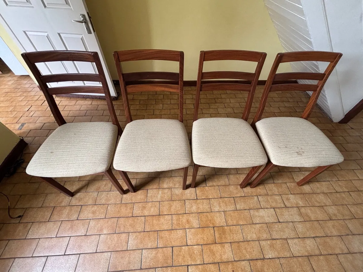 4 Vintage Teak Dining Chairs - Image 2