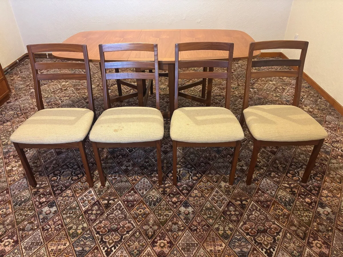 Vintage Teak Folding Dining Table & 4 Teak Chairs - Image 4
