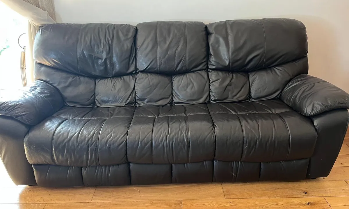 Sofa Dark Brown Leather 3 piece - Image 2