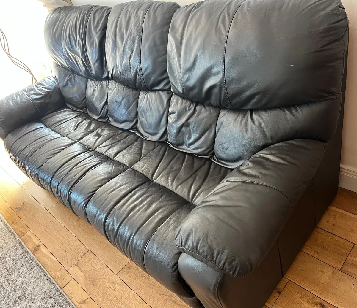 Sofa Dark Brown Leather 3 piece - Image 1
