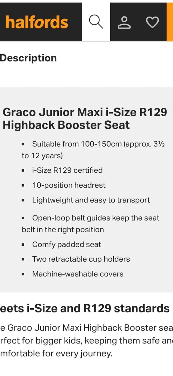 Graco junior car seat/ booster seat - Image 3