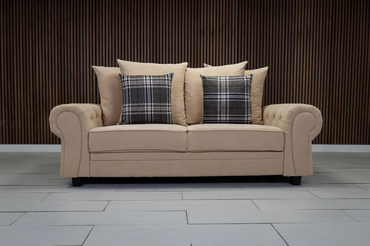 Verona Beige Scatter or Fullback Cushions Sofa Set - Image 4