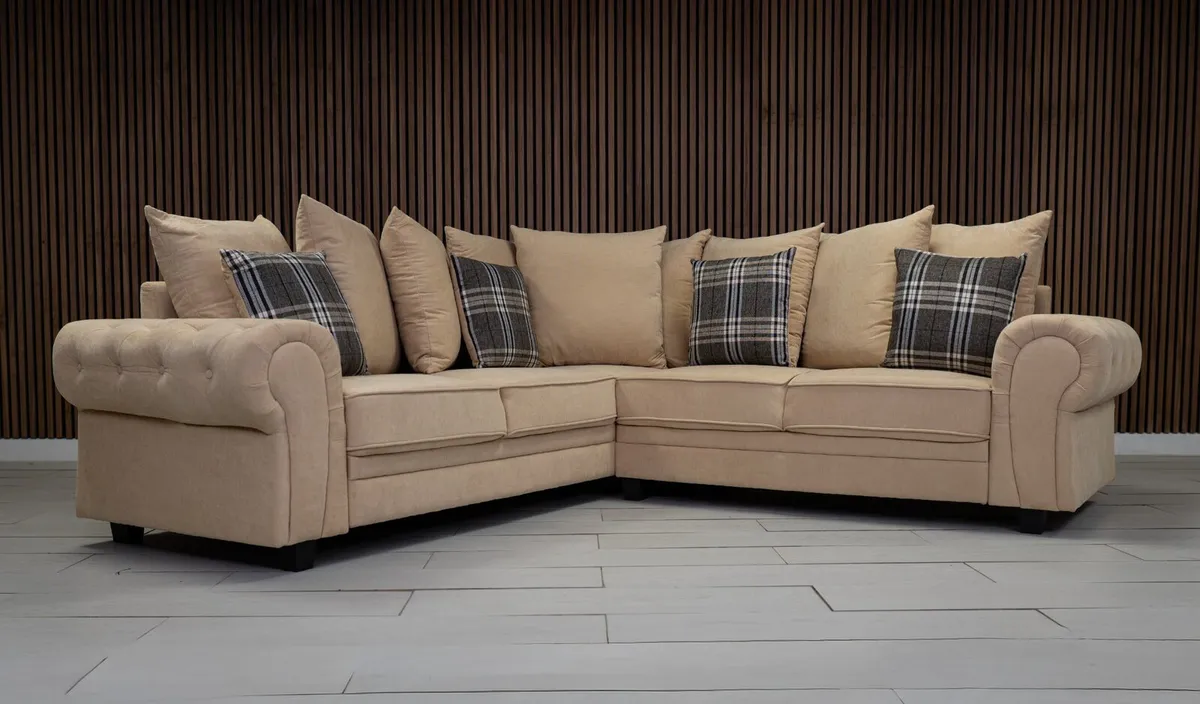 Verona Beige Corner Scatter Cushions Sofa - Image 2