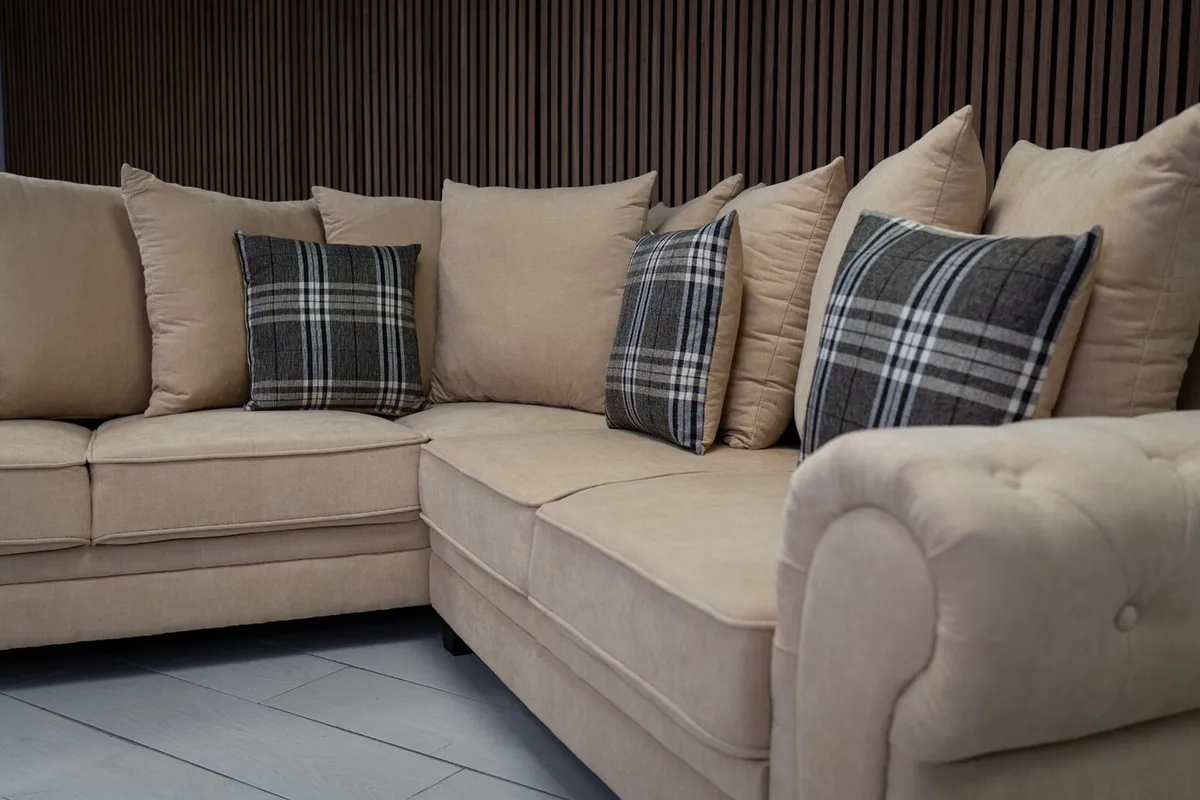 Verona Beige Corner Scatter Cushions Sofa - Image 3