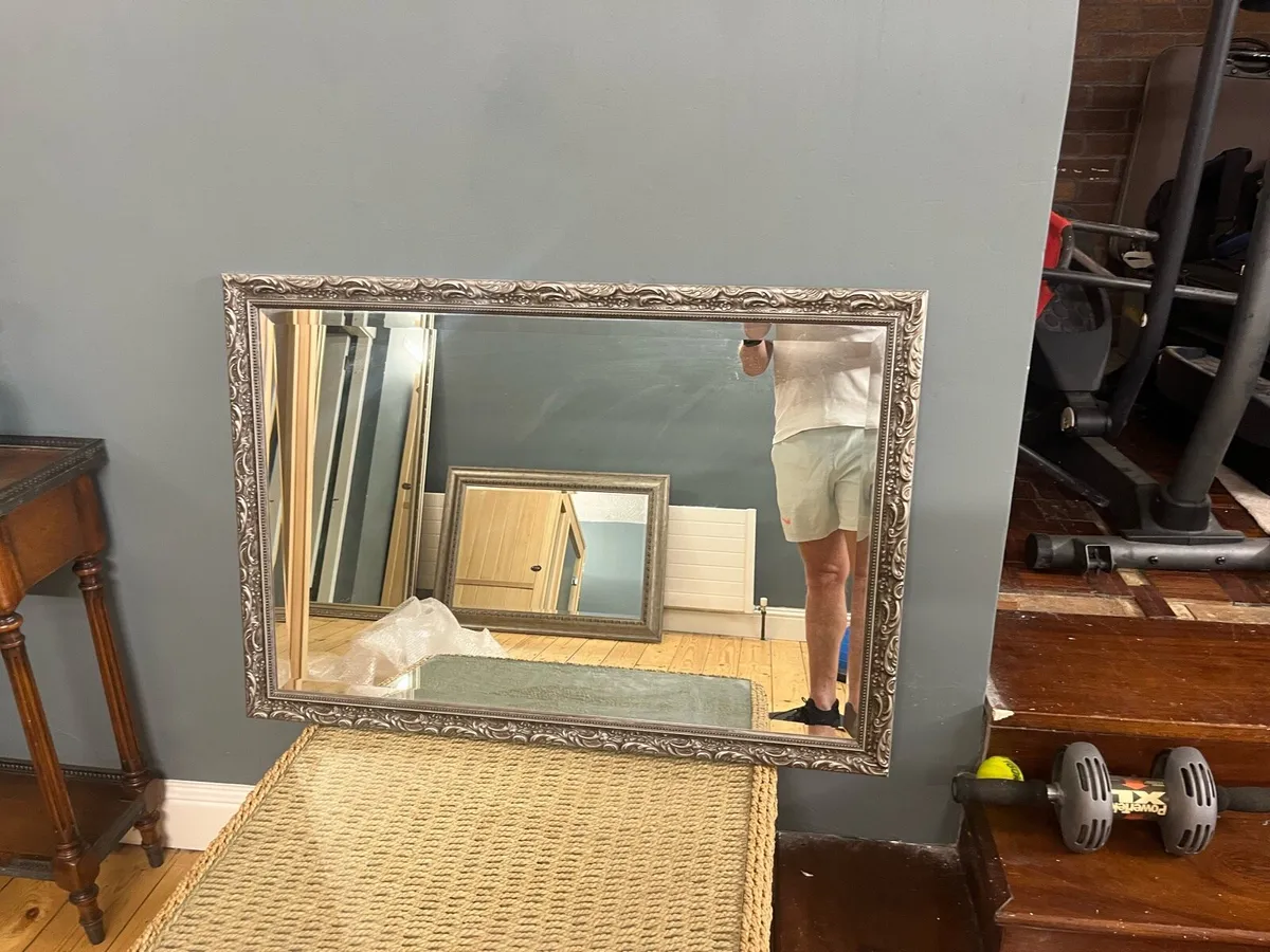 Living room silver coated wood mirror - Image 1
