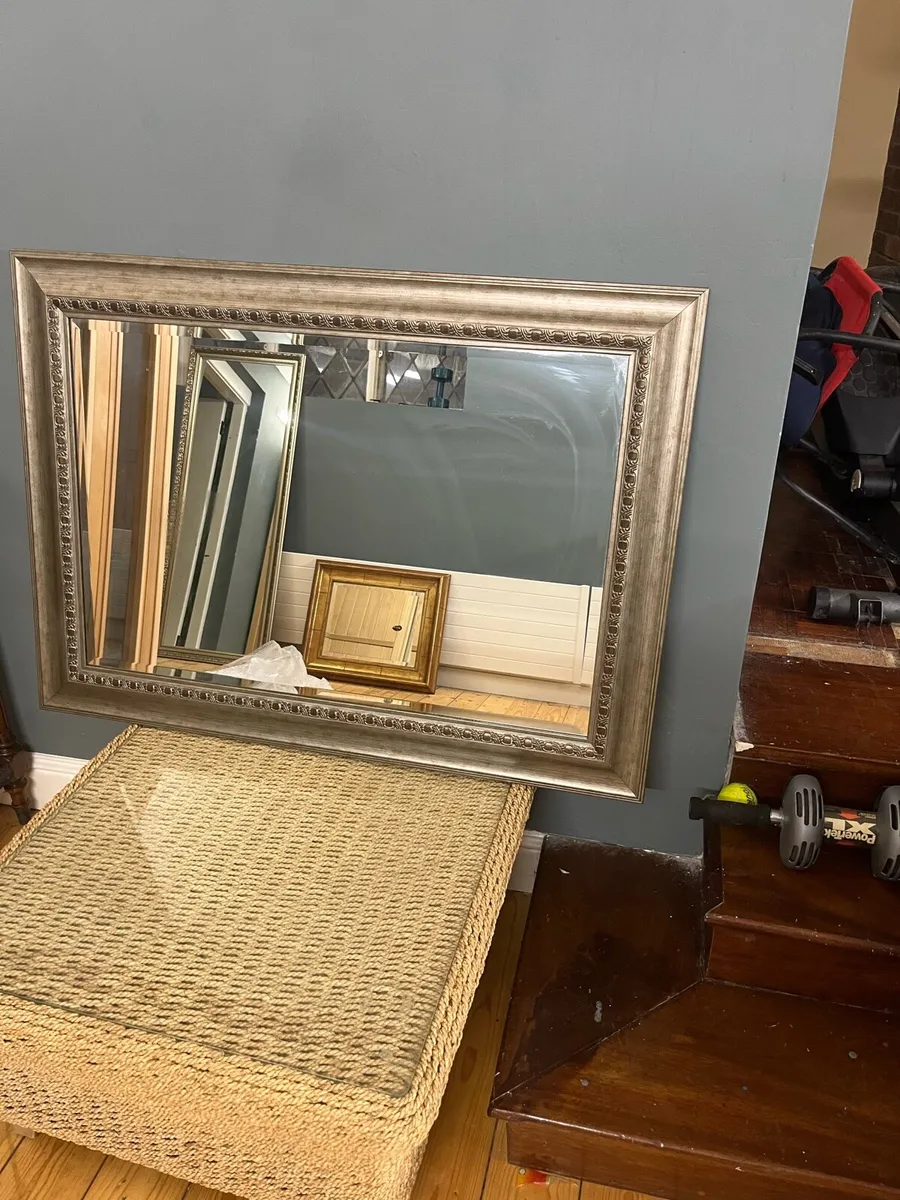 Brushed Silver wood framed mirror for Hallway - Image 1