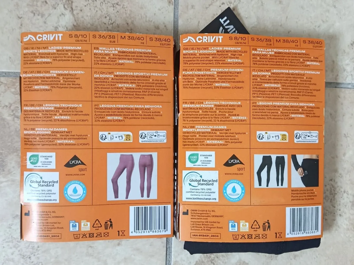 2x Crivit Ladies' Premium Sports Leggings GB 8/10 - Image 2