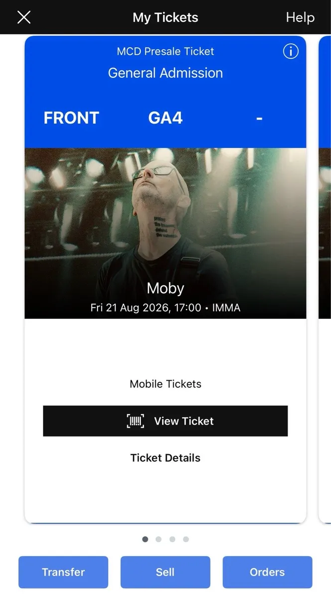 Moby tickets x 4 IMMA Fri 21st Aug(face value €80) - Image 2
