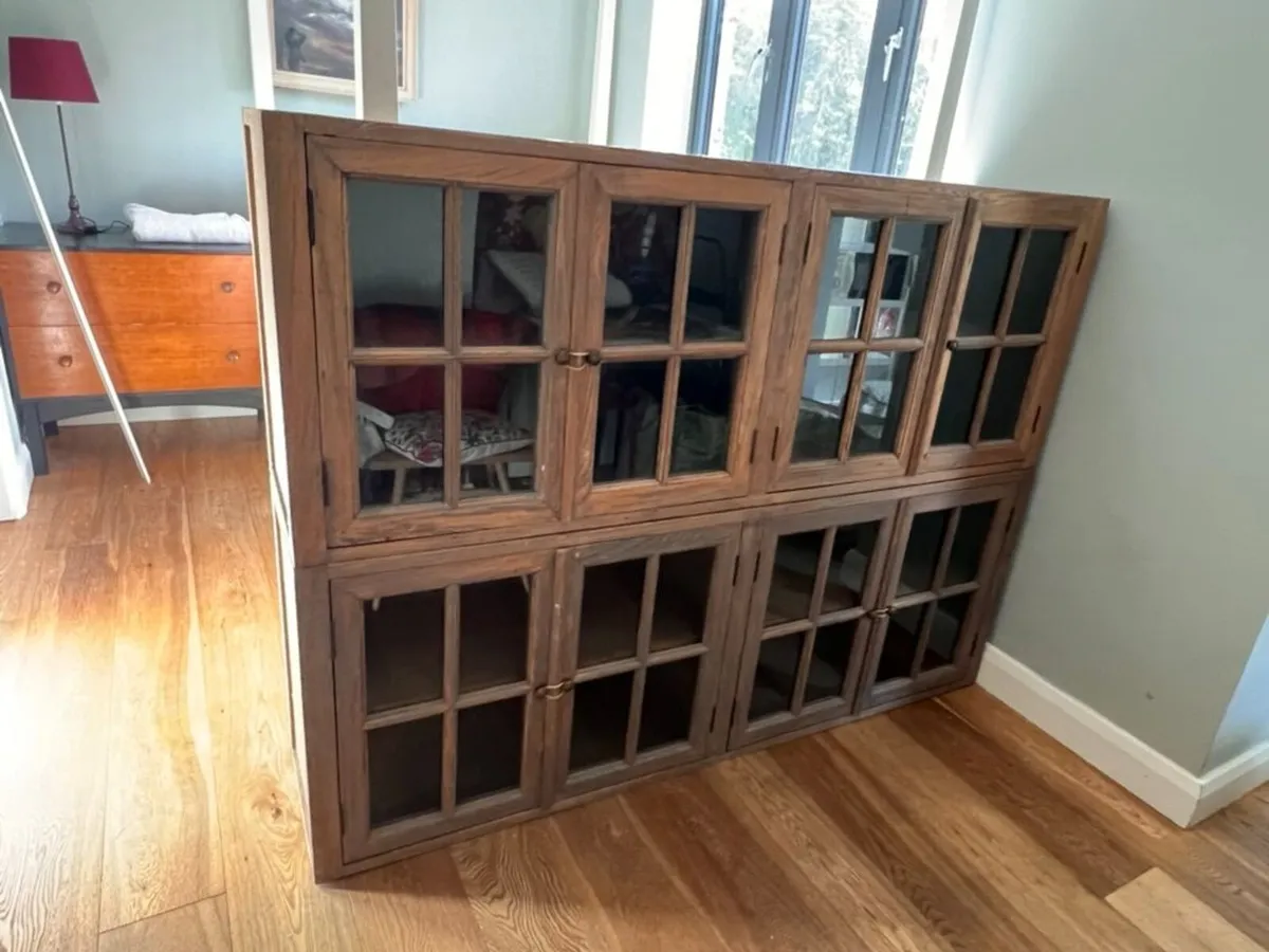 Two solid wood elm cabinets - Image 1
