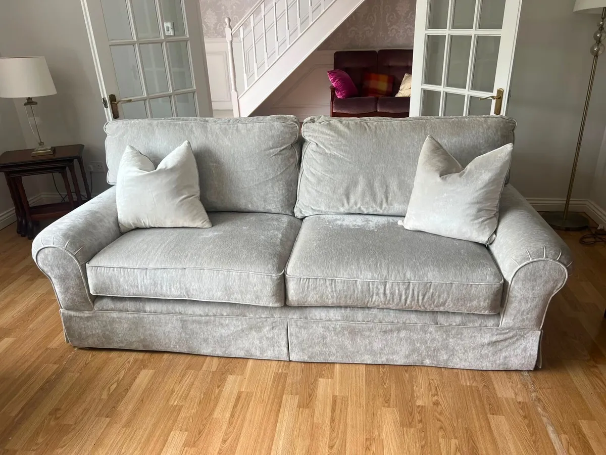 Silver/Grey 3-Seater Sofa - Image 1