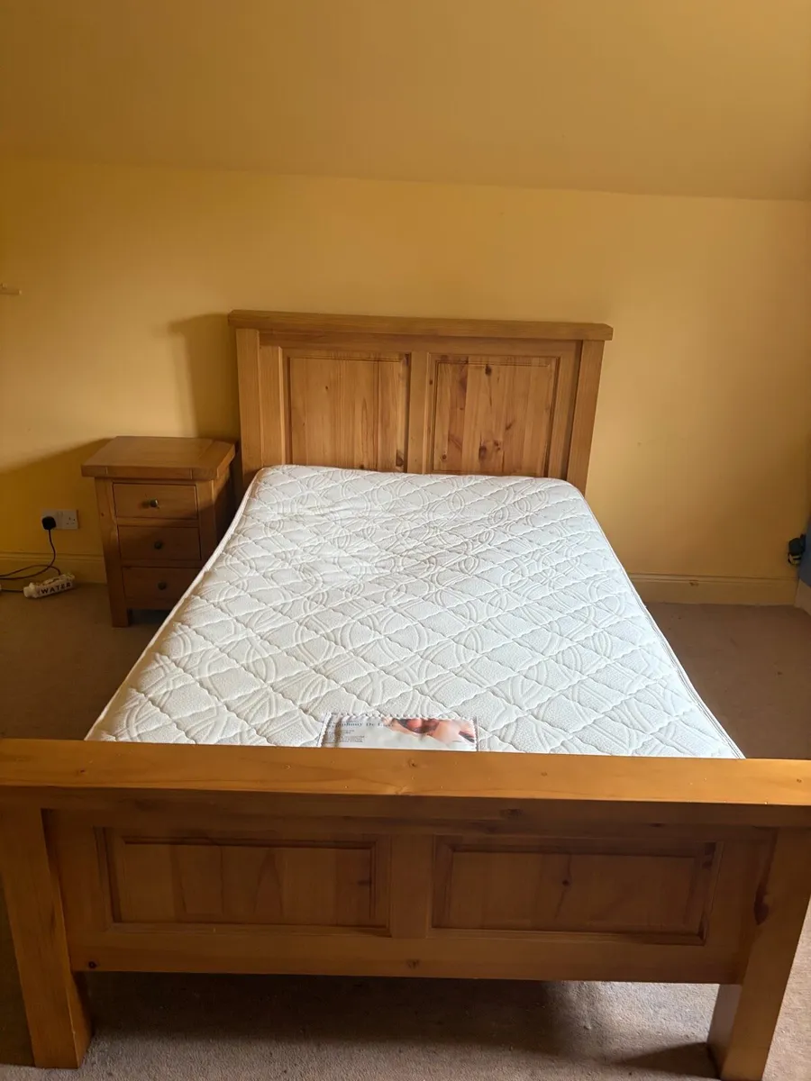 Bed with Mattress and side table - Image 1