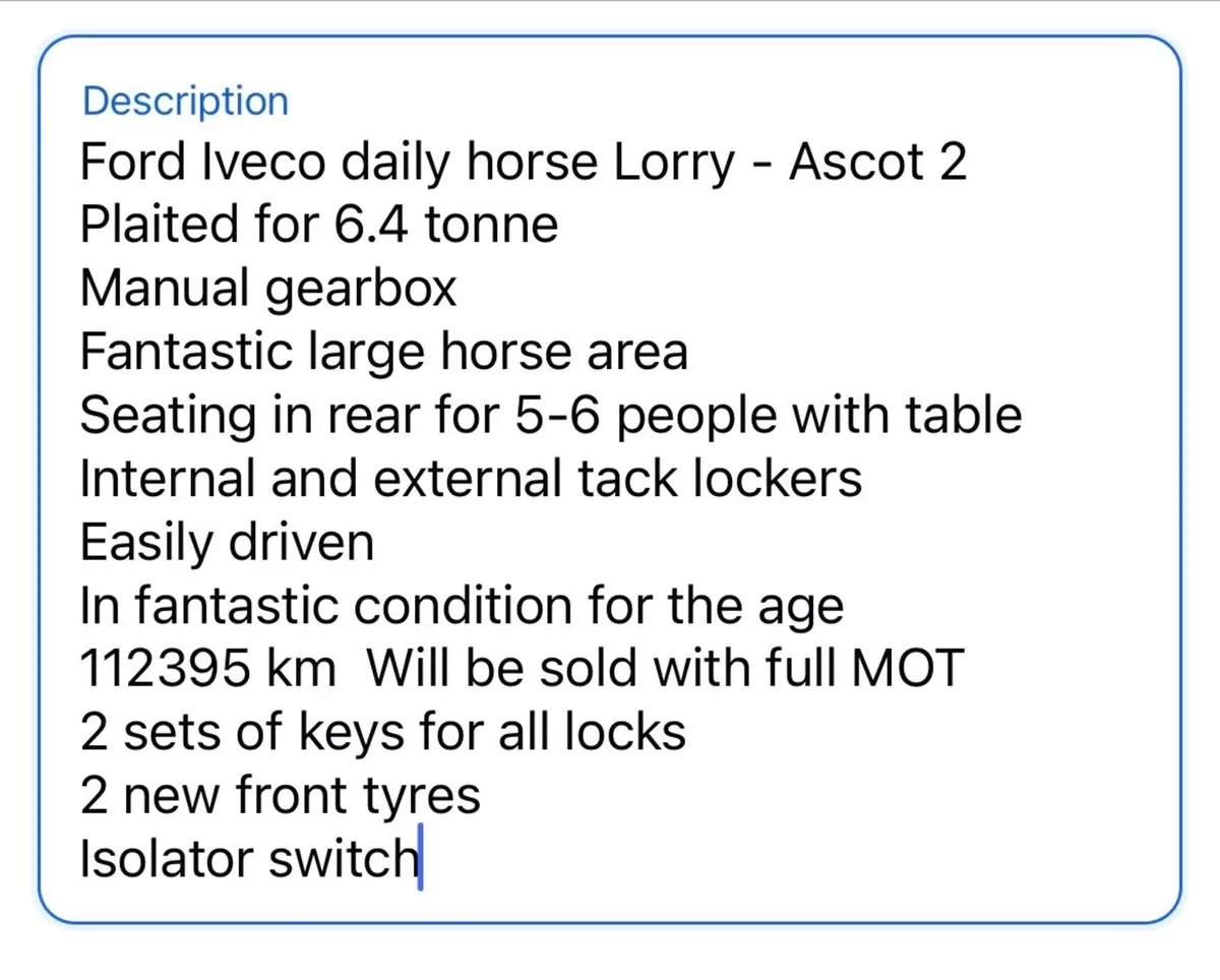 Iveco Daily Ascot 2 Horse Lorry 6.4 tonne - Image 2