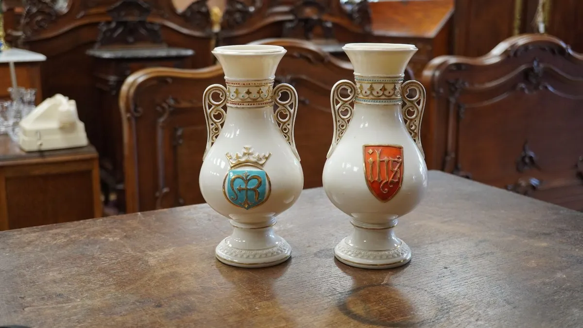 Pair of Ecclesiastical Porcelain Altar Vases - Image 1