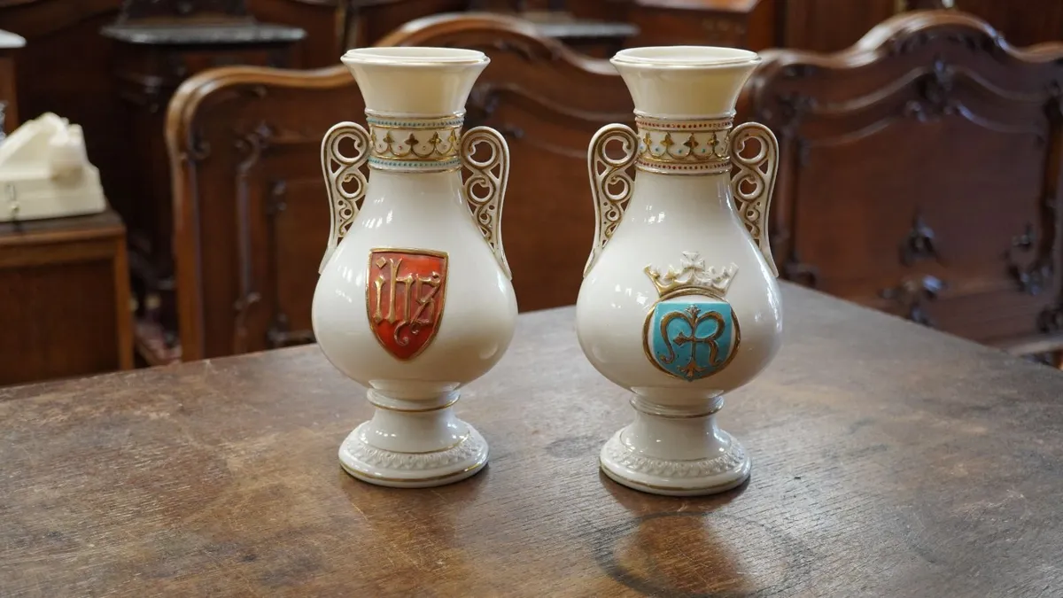 Pair of Ecclesiastical Porcelain Altar Vases - Image 2