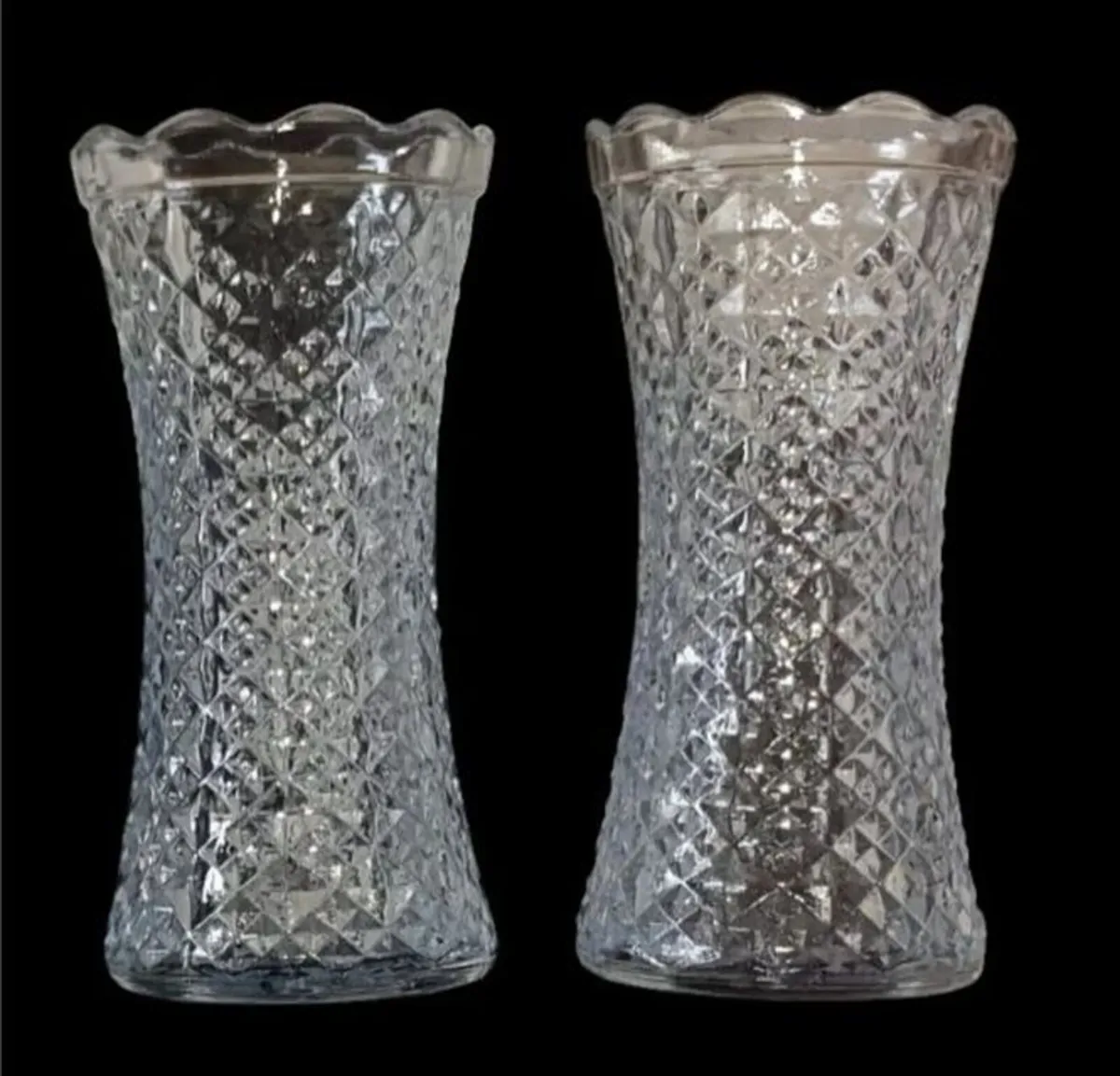 Pair of Vintage Pressed Glass Corset Vases - Image 1