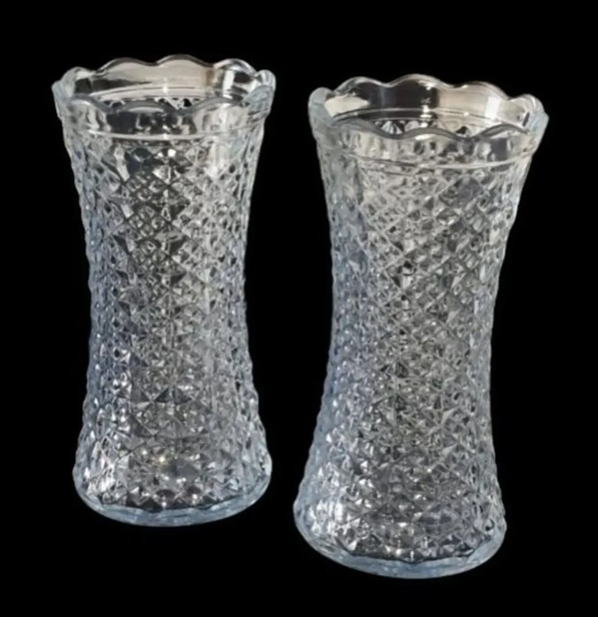 Pair of Vintage Pressed Glass Corset Vases - Image 2