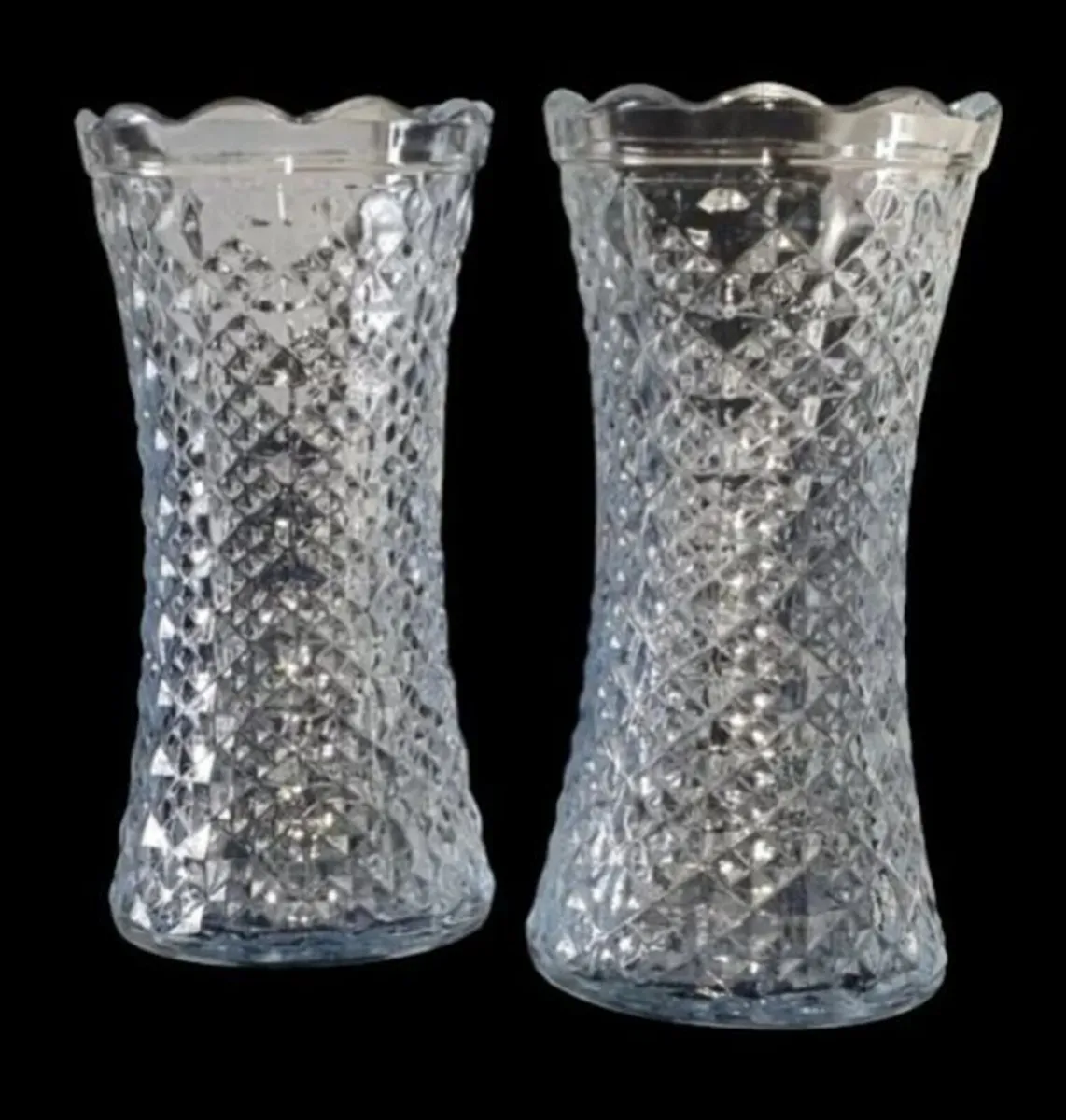 Pair of Vintage Pressed Glass Corset Vases - Image 4