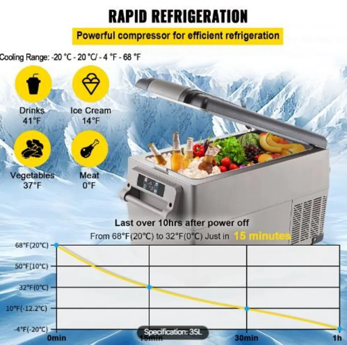 Car Refrigerator 35L Compressor Portable - Image 3