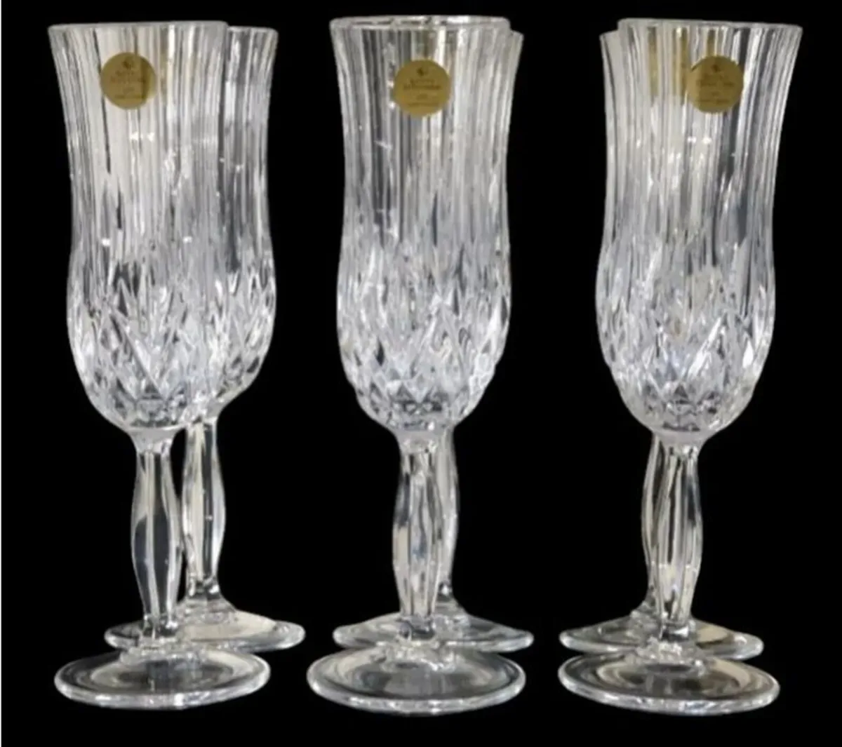 6 x Vintage Royal Doulton Crystal Champagne Flutes - Image 2